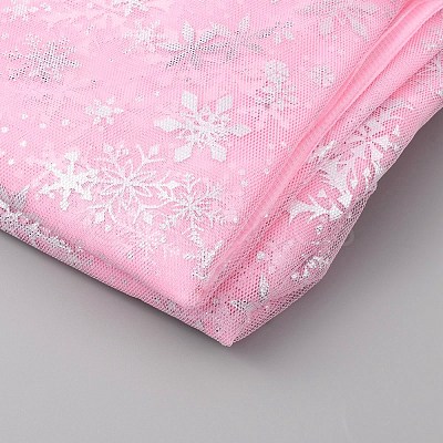 Snowflake Pattern Polyester Mesh Fabric DIY-WH0304-672C-1