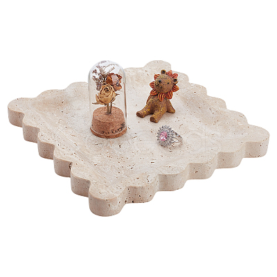 Square Natural Stone Fruit Jewelry Plate ODIS-WH0086-184-1