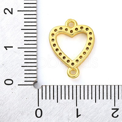 Brass Micro Pave Clear Cubic Zirconia Heart Links Connector Charms KK-A230-03A-G-1