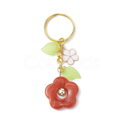 Flower Acrylic Imitation Gemstone Pendant Keychain KEYC-JKC00692-02-1