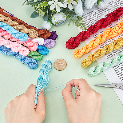 16 Bundles 16 Colors Braided Polyester Cords OCOR-PH0001-99-1