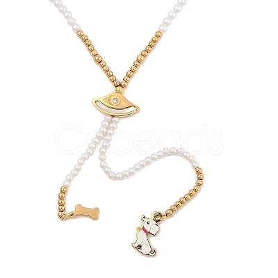 Imitation Pearl & Synthesis Shell Beaded Necklaces NJEW-A032-06G-01-1