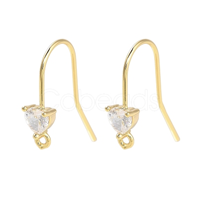Brass Micro Pave Cubic Zirconia Earrings Findings EJEW-B063-05G-05-1