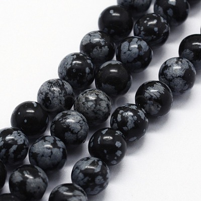 Natural Snowflake Obsidian Beads Strands G-I199-36-6mm-1