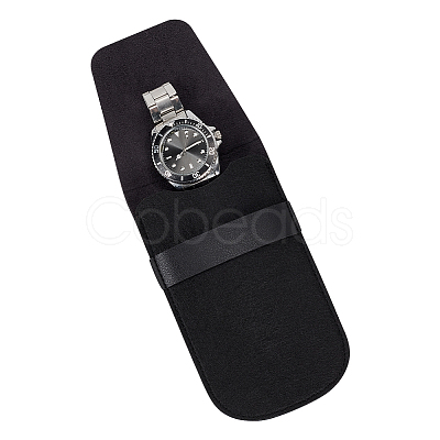 Portable PU Leather & Felt Single Watch Pouch Storage Bags ABAG-WH0248-501A-1