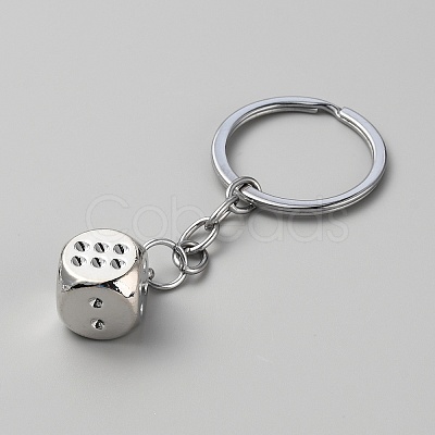 Zinc Alloy Dice Keychains AJEW-WH0504-77P-1