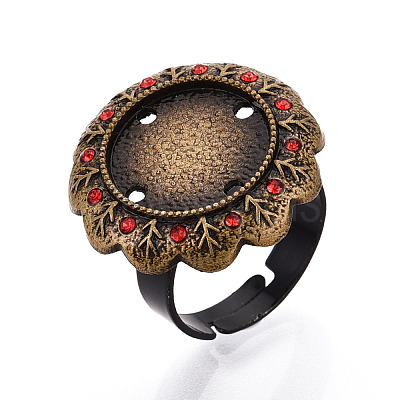 Adjustable Flower Alloy & Iron Rhinestone Bezel Cup Ring Base with Rotatable Tray MAK-T012-03AB-1