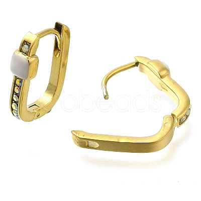 Ion Plating(IP) 304 Stainless Steel Enamel Rectangle Hoop Earrings EJEW-I316-05G-01-1