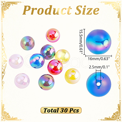 30Pcs UV Plating Opaque Acrylic Beads OACR-PH0004-83-1