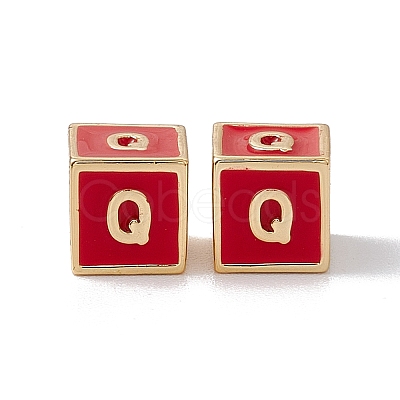 Rack Plating Brass Enamel Beads KK-B060-04G-03Q-1