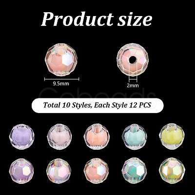 120Pcs 10 Style Transparent Acrylic Beads TACR-PH0001-35-1