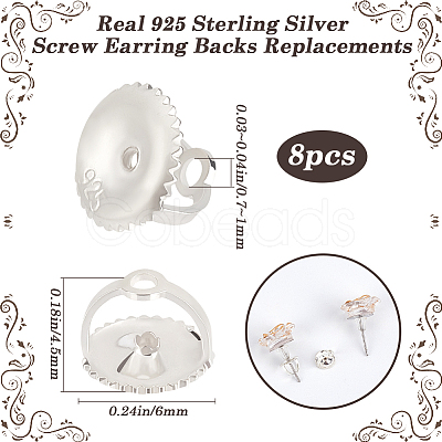 8Pcs 925 Sterling Silver Ear Nuts STER-BBC0007-46-1