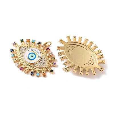 Rack Plating Brass Micro Pave Cubic Zirconia Pendants KK-H486-24G-05-1