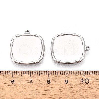 304 Stainless Steel Pendant Cabochon Settings STAS-T067-14P-1