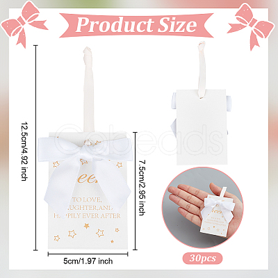 30Pcs Polyester Bowknot & Paper Card Pendant Decoration HJEW-OC00028-01-1