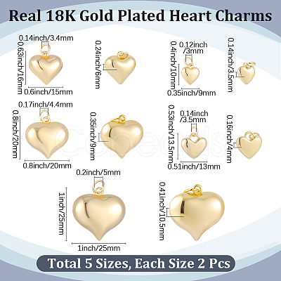 10Pcs 5 Styles Brass Pendants KK-BBC0024-85-1