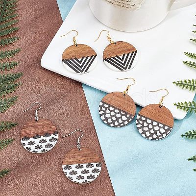 Olycraft DIY Walnut Wooden Dangle Earring Making Kits DIY-OC0006-56-1