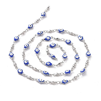 Enamel Hamsa Hand with Evil Eye Link Chains CHS-G023-02P-01-1