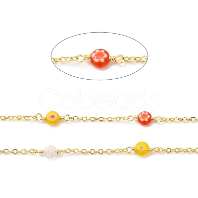 Handmade Millefiori Glass Lampwork Beaded Chains CHC-M024-16G-1