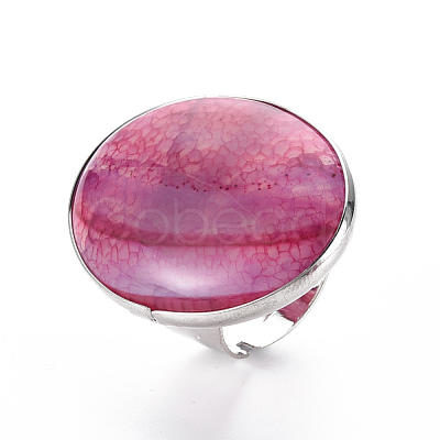Adjustable Natural Mixed Gemstone Finger Rings G-S359-307-1
