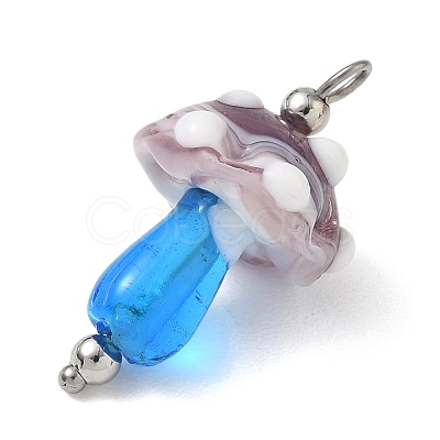 304 Stainless Steel with Handmade Bumpy Lampwork Pendants LA-CBA4231-01A-P-1