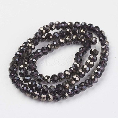 Electroplate Transparent Glass Beads Strands EGLA-A034-T6mm-P-1