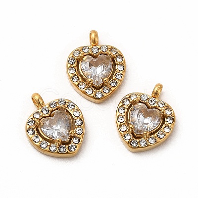 PVD Vacuum Plating 304 Stainless Steel Cubic Zirconia Pendants STAS-A076-02G-1