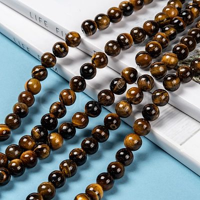 Grade AB Natural Tiger Eye Round Beads Strands G-E334-8mm-17-1