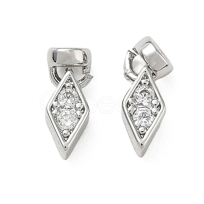 Brass Micro Pave Clear Cubic Zirconia Charms KK-C172-24P-1