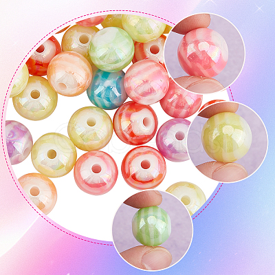 60Pcs AB Color Plated Acrylic Beads SACR-SC0001-40-1