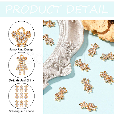 Brass Micro Pave Cubic Zirconia Charms ZIRC-CJ0001-13-1