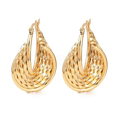 304 Stainless Steel Twist Ring Stud Earrings EJEW-P324-10G-1