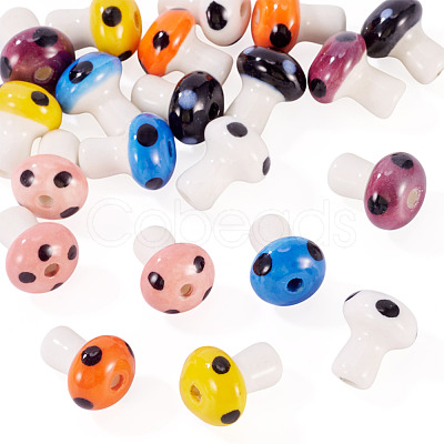 28Pcs 7 Colors Handmade Porcelain Beads PORC-TA0001-23-1
