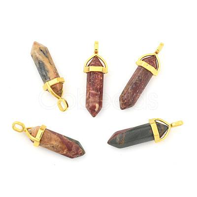 Natural Polychrome Jasper/Picasso Stone/Picasso Jasper Bullet Double Terminated Pointed Pendants LS-G-G902-B26-1