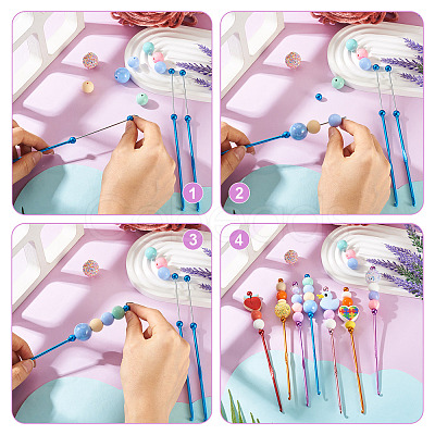 4Pcs DIY Alloy Beadable Crochet Hooks AJEW-TA0003-50A-1