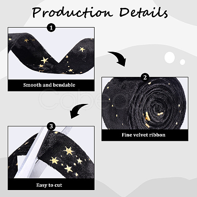 3M Double Sided Star Gold Stamping Flannelette Ribbons for Sewing Craft SRIB-GF0001-55C-1