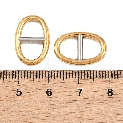 Ion Plating(IP) 304 Stainless Steel Oval Links Connector Charms STAS-F366-02A-GP-1