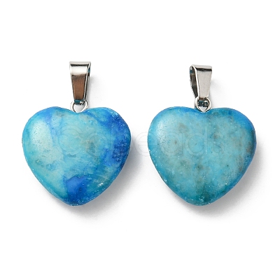 Dyed Heart Natural Gemstone Pendants G-Q438-05-1