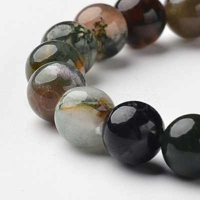 Natural Indian Agate Round Bead Stretch Bracelets BJEW-L594-A06-1