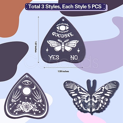 15Pcs 3 Styles Halloween Printed Opaque Acrylic Pendants SACR-SZ0001-18-1