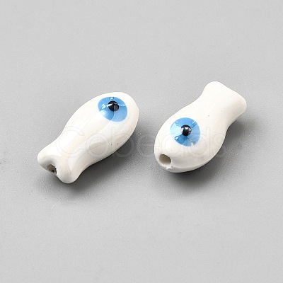 Handmade Porcelain Beads PORC-WH0023-003L-1