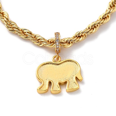 Brass Enamel Elephant Charm Bracelets BJEW-L652-22-G-1