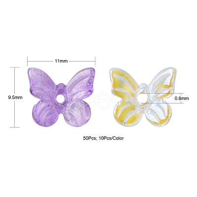 50Pcs 5 Colors Transparent Spray Painted Glass Charms GLAA-FS0001-05-1