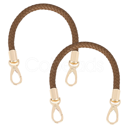 CutHollow 2Pcs Braided Round PU Leather Bag Straps Bag Handles FIND-CL0001-02A-1
