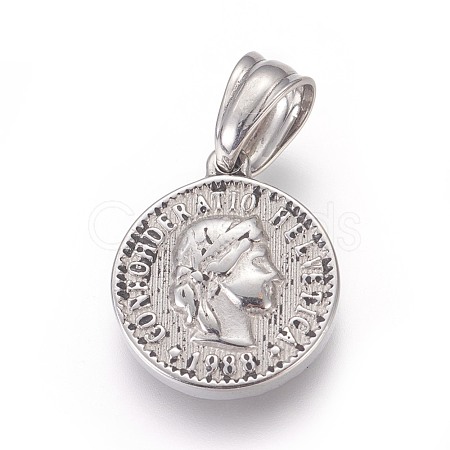 304 Stainless Steel Pendants STAS-E449-62AS-1