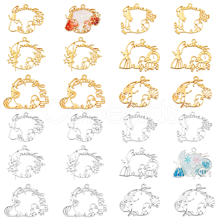 24Pcs 12 Style Alloy Open Back Bezel Pendants FIND-OC0001-44-1