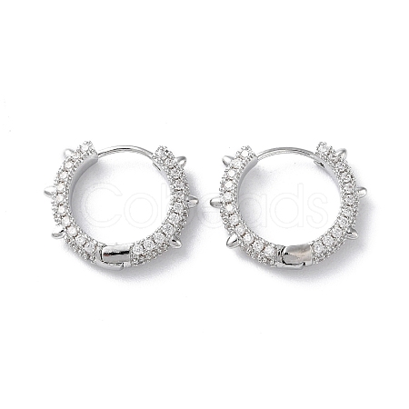 Brass Micro Pave Cubic Zirconia Hoop Earrings EJEW-P259-02P-1