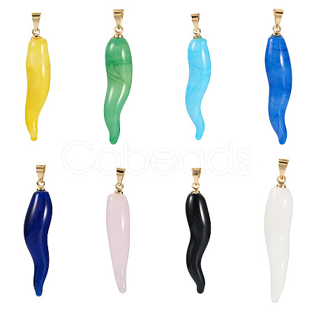 8Pcs 8 Style Handmade Lampwork with Brass Pendants KK-TA0002-22-1