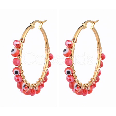 Beaded Big Hoop Earrings EJEW-JE04172-02-1