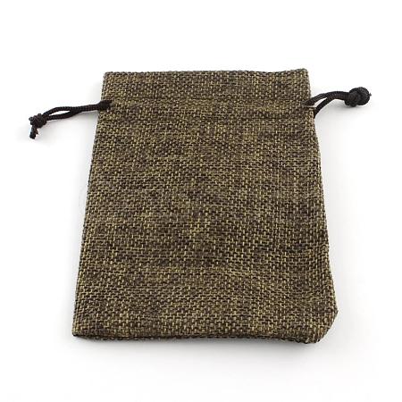 Polyester Imitation Burlap Packing Pouches Drawstring Bags ABAG-R005-9x7-05-1